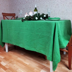Stonewashed Linen tablecloth, Heavy Linen, Christmas tablecloth, Red linen tablecloth, Green linen tablecloth, Table cover White table cloth