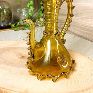 マヨルカガラス　花瓶　スペイン　　吹きガラス　美術民藝　工芸品　アンティーク ゴルディオラ マジョルカのヴィンテージ スペイン ガラス花瓶 手
