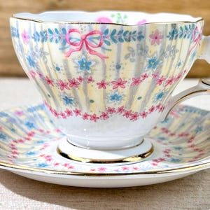 Vintage Queen Anne Royal Bridal Gown Fine Bone China Teacup Set