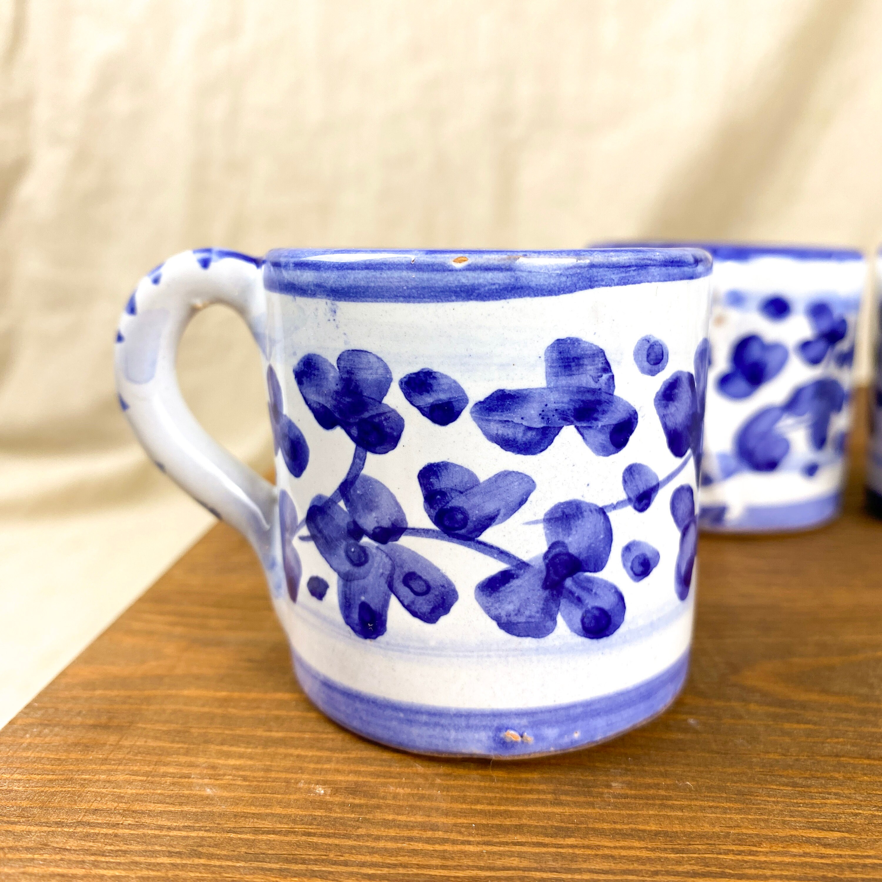 Vintage Deruta Italy Hand Painted Espresso Cups White & Blue Etsy Canada