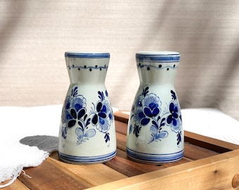 ヴィンテージ ブルー デルフト ソルト＆ペッパーシェーカーセット 手描き ブルーとホワイト