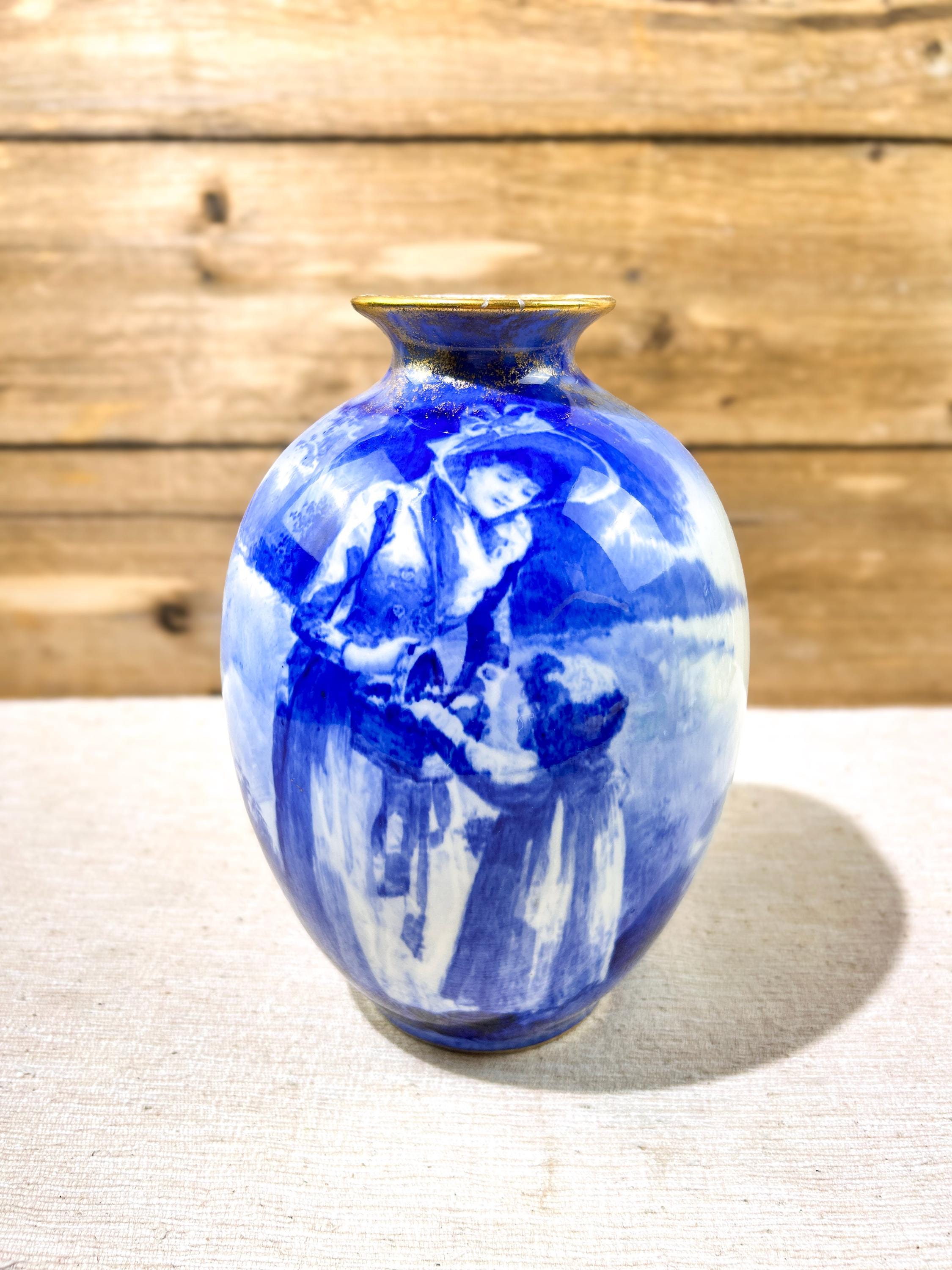 アンティーク ロイヤル ドルトン シリーズウェア ブルー 子供用花瓶 9
