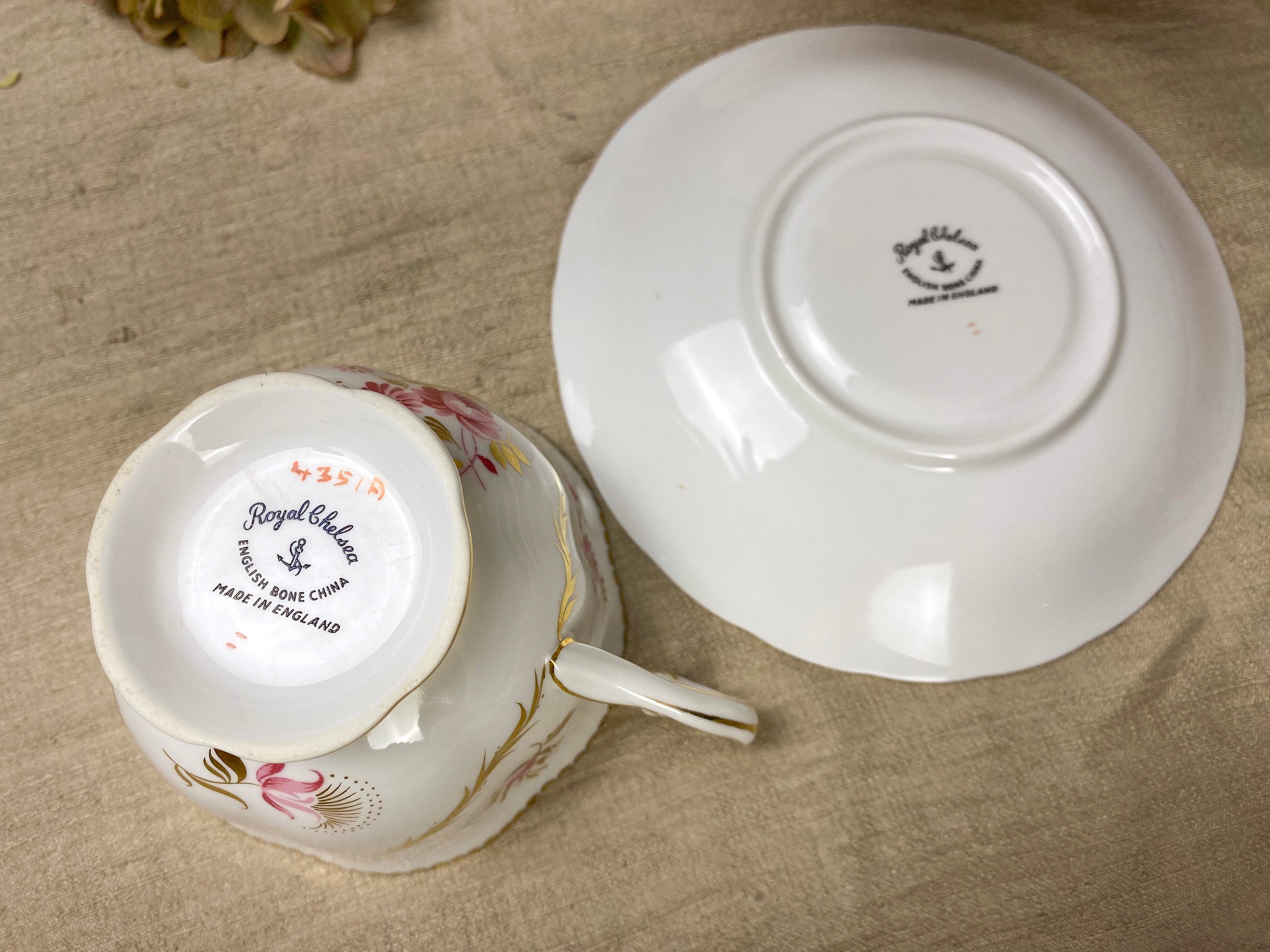 Vintage Royal Chelsea English Bone China Teacup & Saucer Vintage Royal Chelsea English Bone China Teacup & Saucer