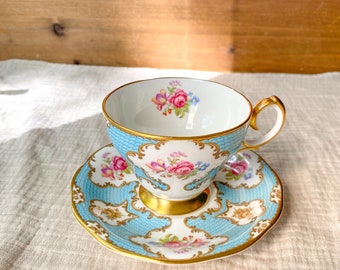 Ensemble de tasses à thé et soucoupes Eleanor en porcelaine fine Queen Anne vintage