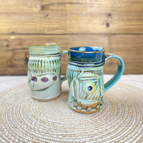 Vintage Hand Built Sandy Blain Studio Pottery Mugs