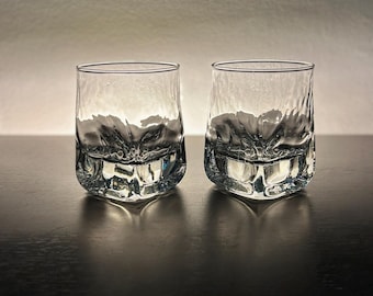 Double Old Fashioned Glass Pair Vintage Durobor Quartz
