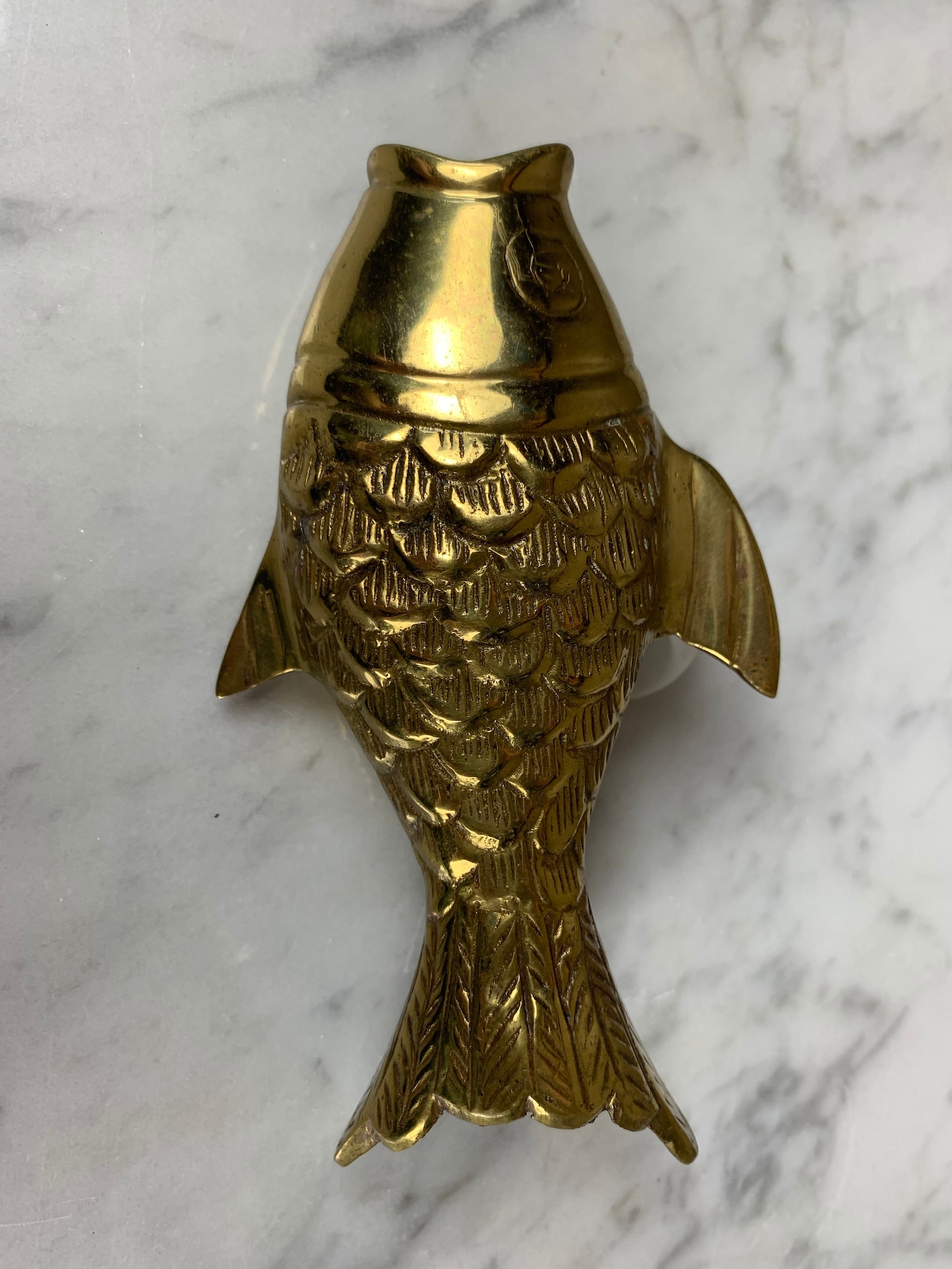 Vintage Solid Brass Fish Finial or Drape Pull Etsy