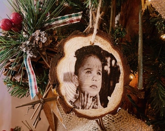 Wood Slice Photo Ornament