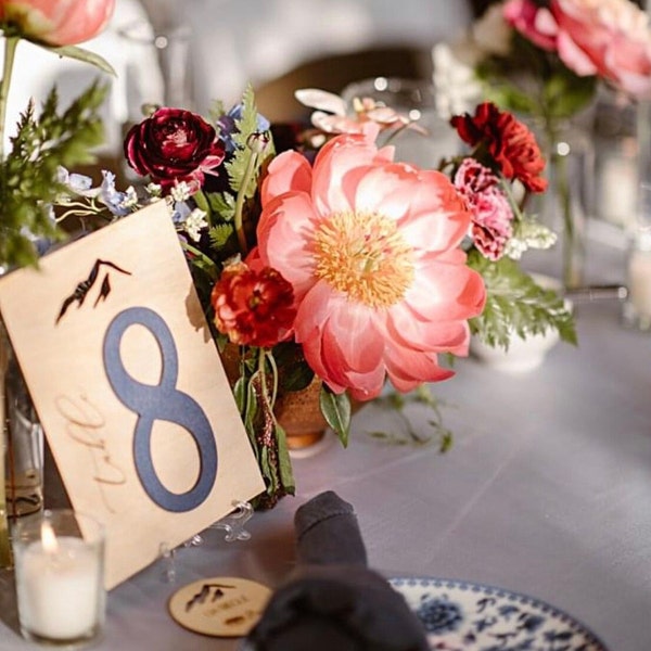 Wooden Mountain Table Numbers, Rustic Table Numbers, Mountain Table Numbers