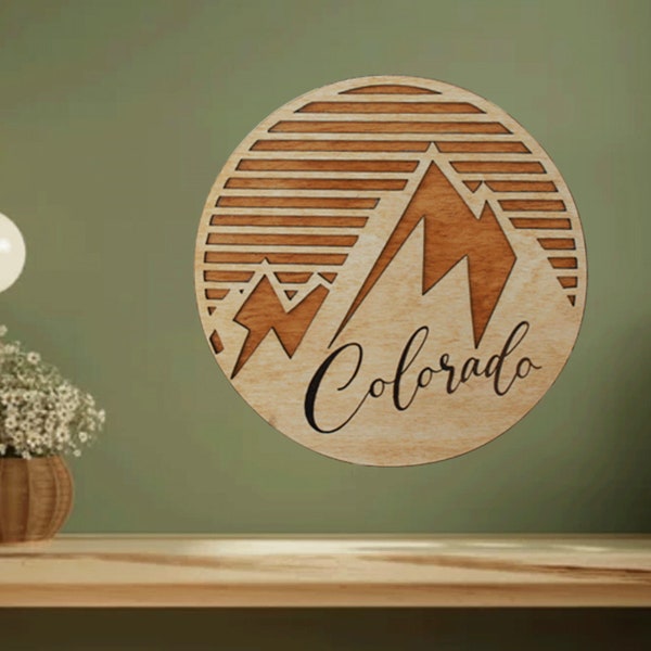 Wooden Colorado Sign, Round Abstract Colorado Sign, Laser Cut & Engraved Colorado Sign, Layered Wooden Colorado Sign, Wedding Gift, Birthday