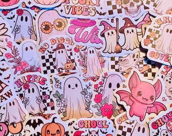 Pink Halloween Ghost Stickers