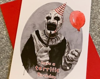 Terrifier Horror Birthday Card - Art the Clown, Dark Humour Greeting ...