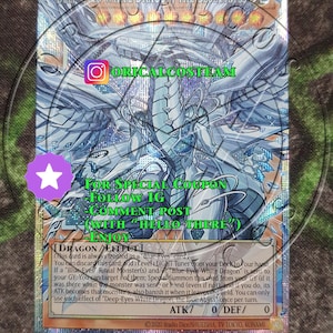Deep-Eyes White Dragon, the Blue Abyss Secret/Ultra Rare-Common "Handmade proxy"(Same thickness)