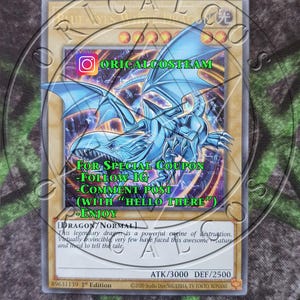 Blauäugiger weißer Drache, CustomArt, extrem selten-häufig, „handgefertigter Proxy“ (gleiche Dicke).