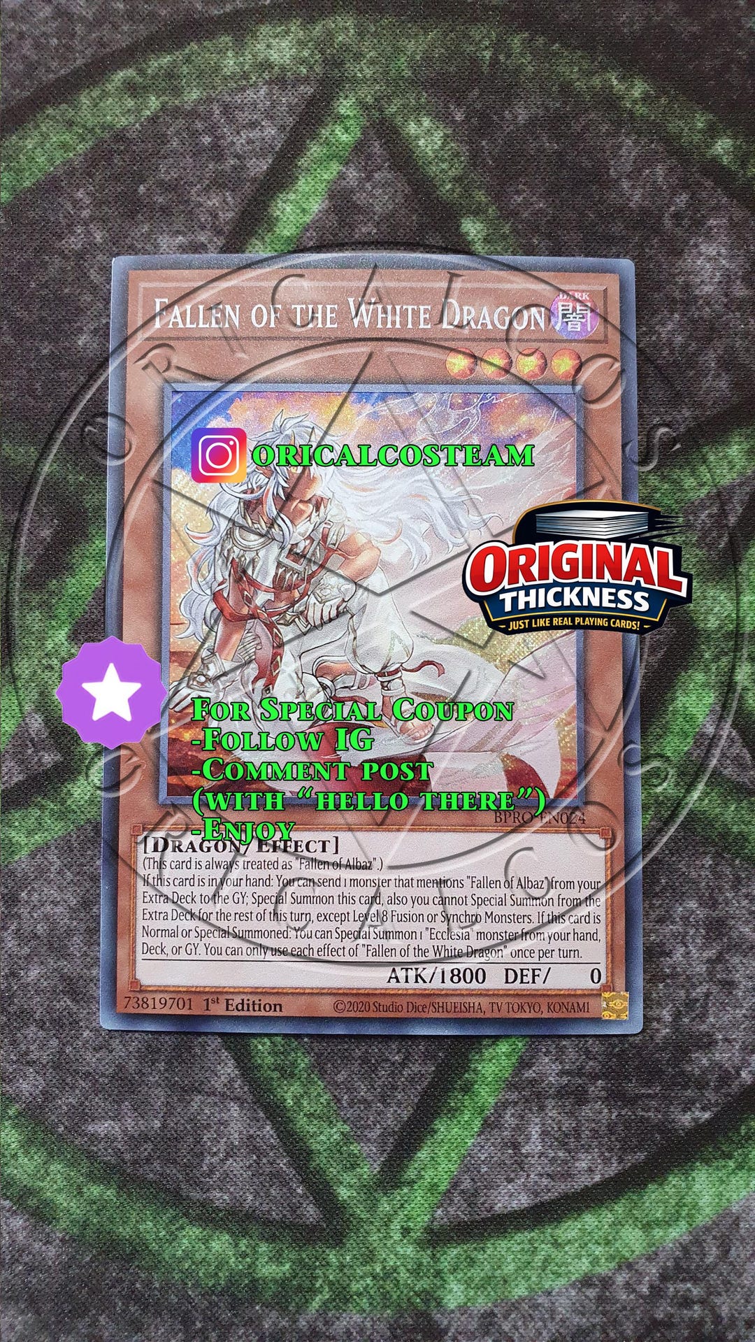 yugioh card thickness Fallen of the White Dragon Secret Rare-common 