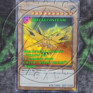 Zapdos Custom Holographic Rare-Common "Handmade Proxy" (Gleiche Dicke)