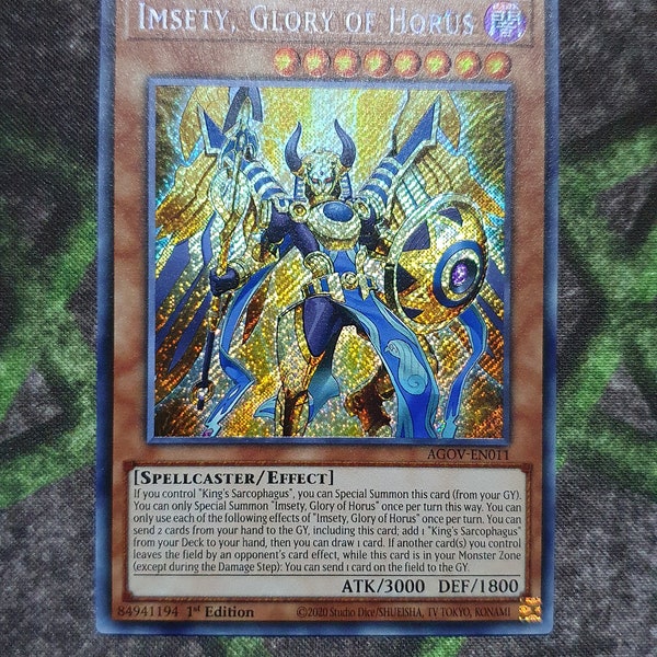 Imsety, Glory of Horus Secret Rare-Common "Handmade proxy"(Same thickness)