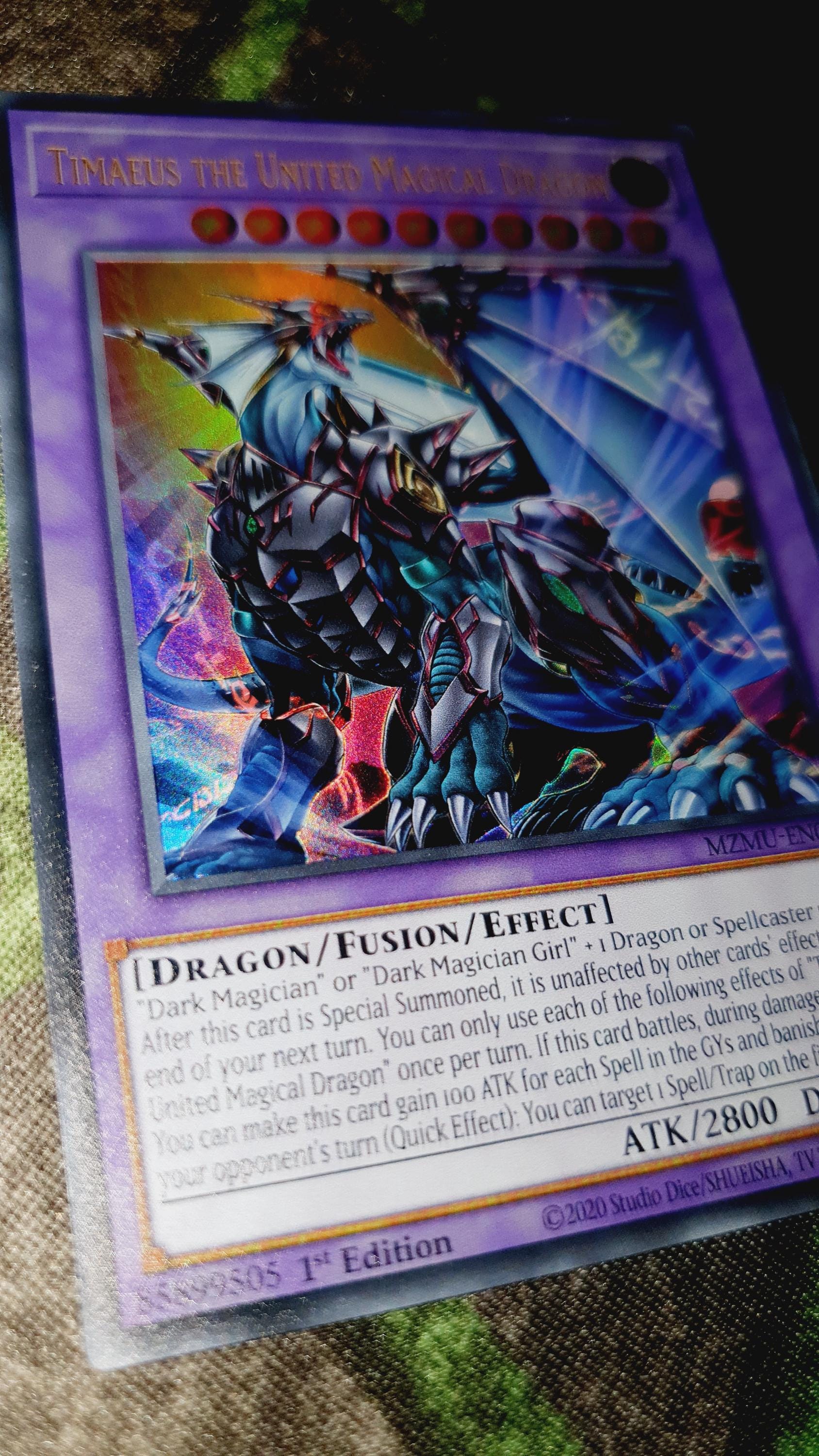 yugioh timaeus dragon card : DRL2-EN001 1st Ed the Knight of Destiny Secret Rare During your Main Phase Timaeus the United Magical Dragon