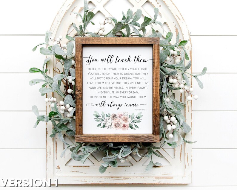 You Will Teach Them To Fly Quote Floral Mother Teresa Quote You Will Teach Them How To Fly | Etsy