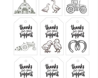 Bauernhaus Danke Geschenkanhänger | Farm to Table Verpackungsanhänger (druckbar)