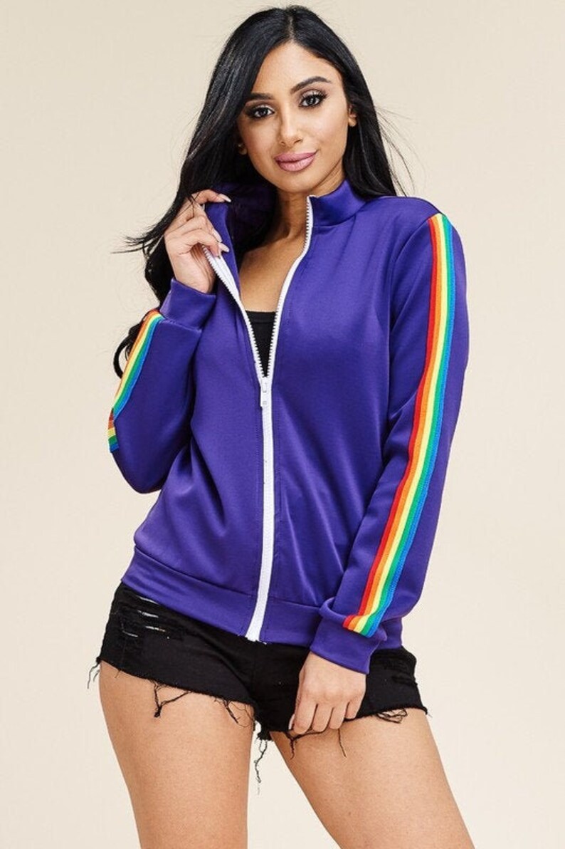 Rainbow Roller Striped Skate Jacket Retro Vintage Roller Etsy