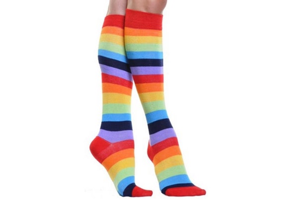 70's Style Rainbow Below the Knee Socks Roller Skating | Etsy