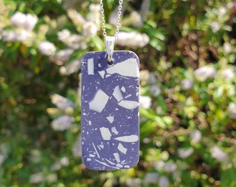 Terrazzo Pendant | Modern Necklace | Sterling Silver | Purple and White | Geometric Jewellery | Gifts for Her UK