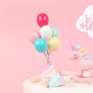 6pcs Balloon cake topper/ Clay Rainbow topper with cloud shape paper topper