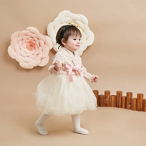 Cotton Hanbok(100day/Dohl) floral pattern dress for baby girl