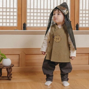 Olive Cotton Hanbok(100day/dohl) for baby boy