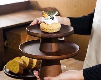 wood cake stand for cupcake, whole cake, dessert, fruits, etc