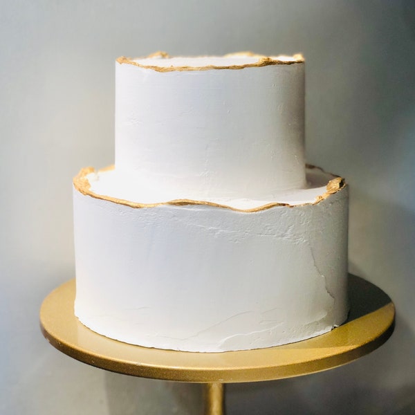 Gold color Rustic edge & smooth texture fake cake for display, photoshoot