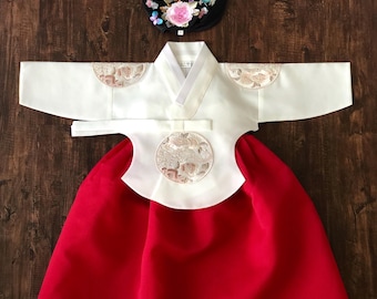 [Caja de regalo] Hanbok coreano para niña de 1 año