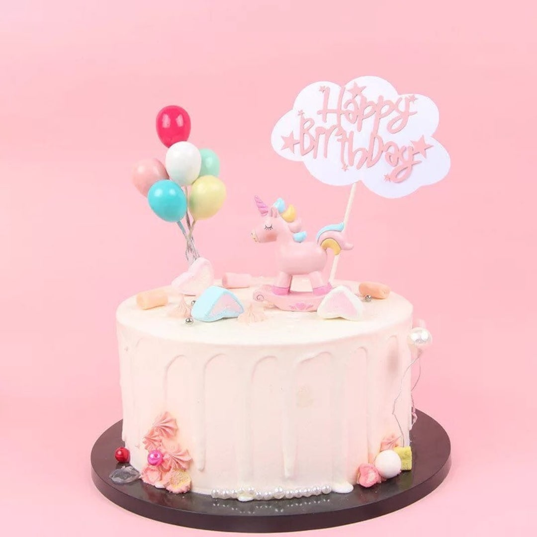 6pcs Balloon Cake Topper/ Clay Rainbow Topper With Cloud Shape Paper ...