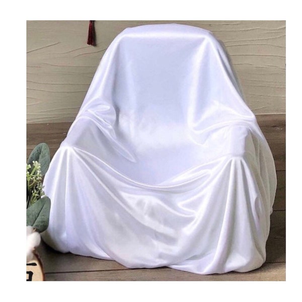 Chair cover satin fabric(white)