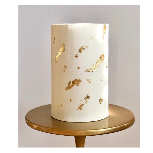 Smooth icing & gold leaves tall fake cake (5” x 8”)