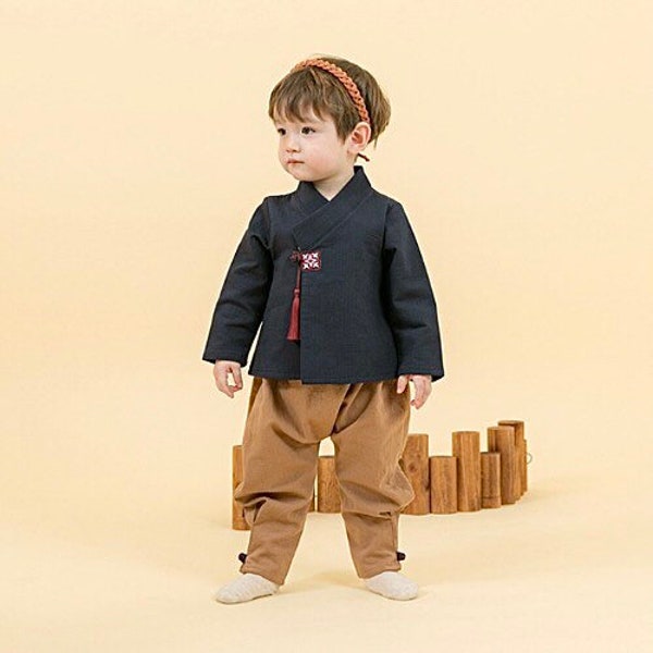 Navy Cotton Hanbok(100day/dohl) suit for baby boy