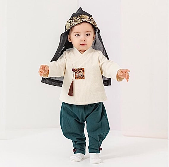 Green Cotton Hanbok100day dohl Suit for Baby Boy Etsy