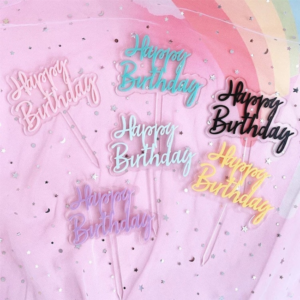 Acryl Happy birthday cake topper(6color)