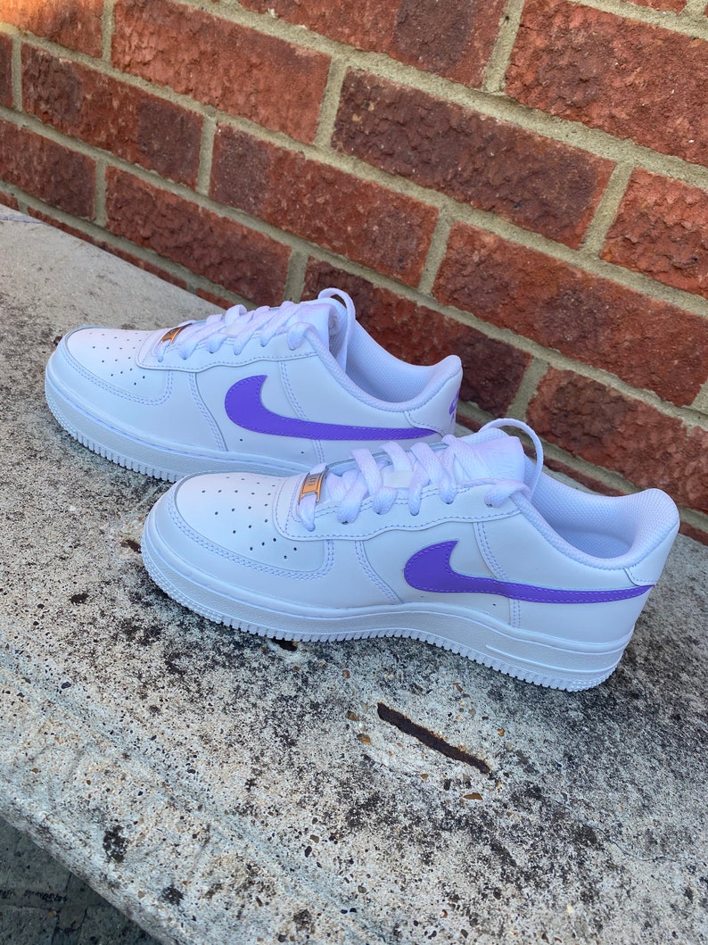 Custom made lilac tick nike air force 1 trainers | Etsy