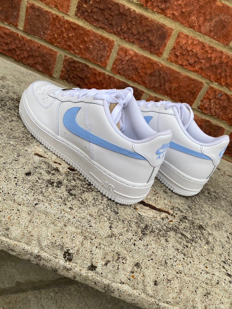 Custom made nike air force 1 baby blue tick | Etsy
