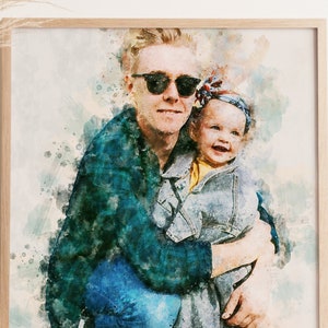Aquarelprint van foto, Gepersonaliseerde kunstprint, Portretillustratie, Aangepaste poster, Woondecoratie, Wanddecoratie, Kunstprint