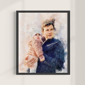 Retrato pintado à mão de 1 a 3 pessoas, retrato personalizado, presente fotográfico personalizado, presente de casamento, tenha uma foto pintada, crianças