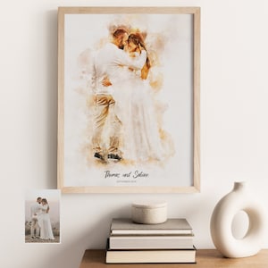 Personalisiertes Hochzeit Aquarell, Portrait von Foto, individuelles und benutzerdefiniertes Jubiläumsgeschenk, persönliche Geschenkidee