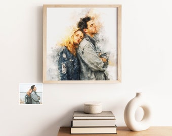 Custom Watercolor Portrait from Photo, Personalized Watercolor Portrait, Birthday, Husband Gift, Gift for him, Handmade Painting custom Wife