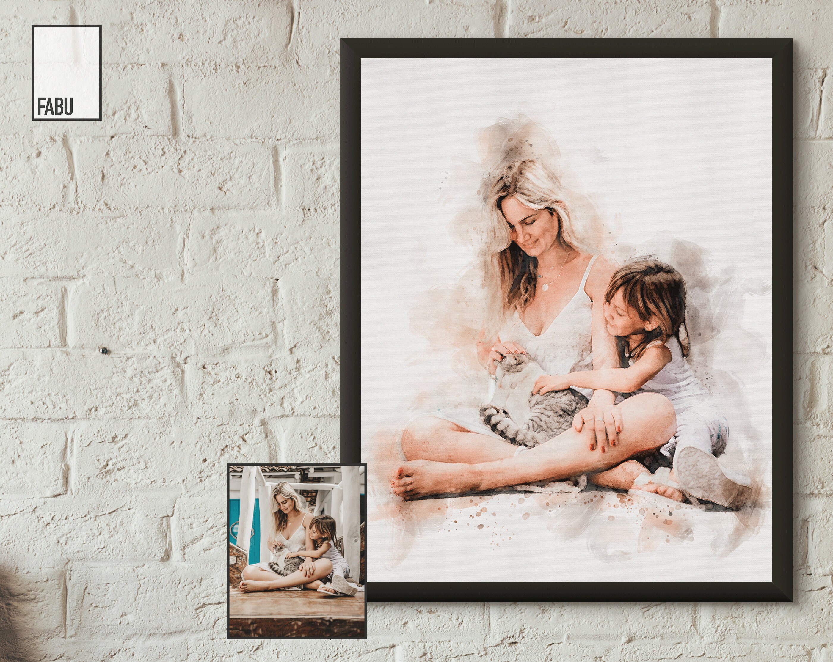 Personalisiertes Familien Aquarell vom Foto personalisiertes Etsy