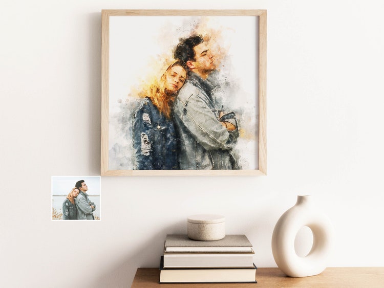 Personalisiertes Portrait vom Foto, Paar Aquarell Bilder, Geschenk für Freundin oder Freund, Jubiläumsgeschenk individuell, Geschenk Ehemann