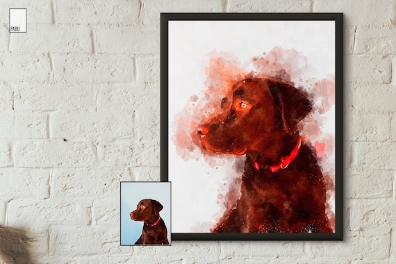 Personalisiertes Tier Porträt vom Foto, Haustier malen lassen, Aquarell Bilder nach Foto, Personalisiertes Geschenk Großeltern, Katze Hund