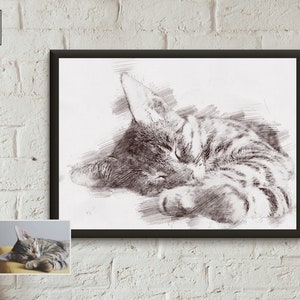 Custom Pet Drawing, Custom Pencil Sketch, Animal Portrait From Photo, Dog Memorial, Cat Memorial, Pet Portrait