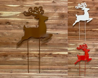 reindeer, lawn ornament, yard art, christmas, staked sign, christmas decoration